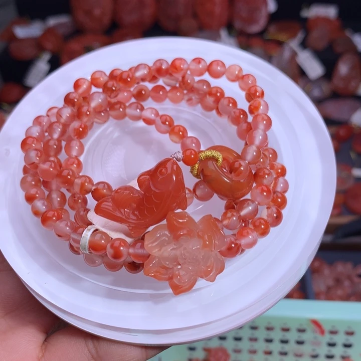 南红玛瑙未镶嵌珠宝半成品多圈