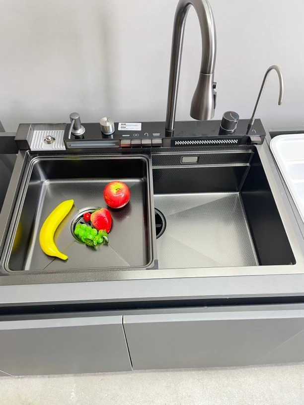 加厚不锈钢飞雨瀑布厨房水槽大单槽洗菜盆家用多功能