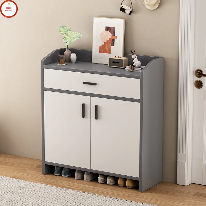 楼道鞋柜家用门口走廊室内入户门外玄关柜新款2025新款实木色鞋架