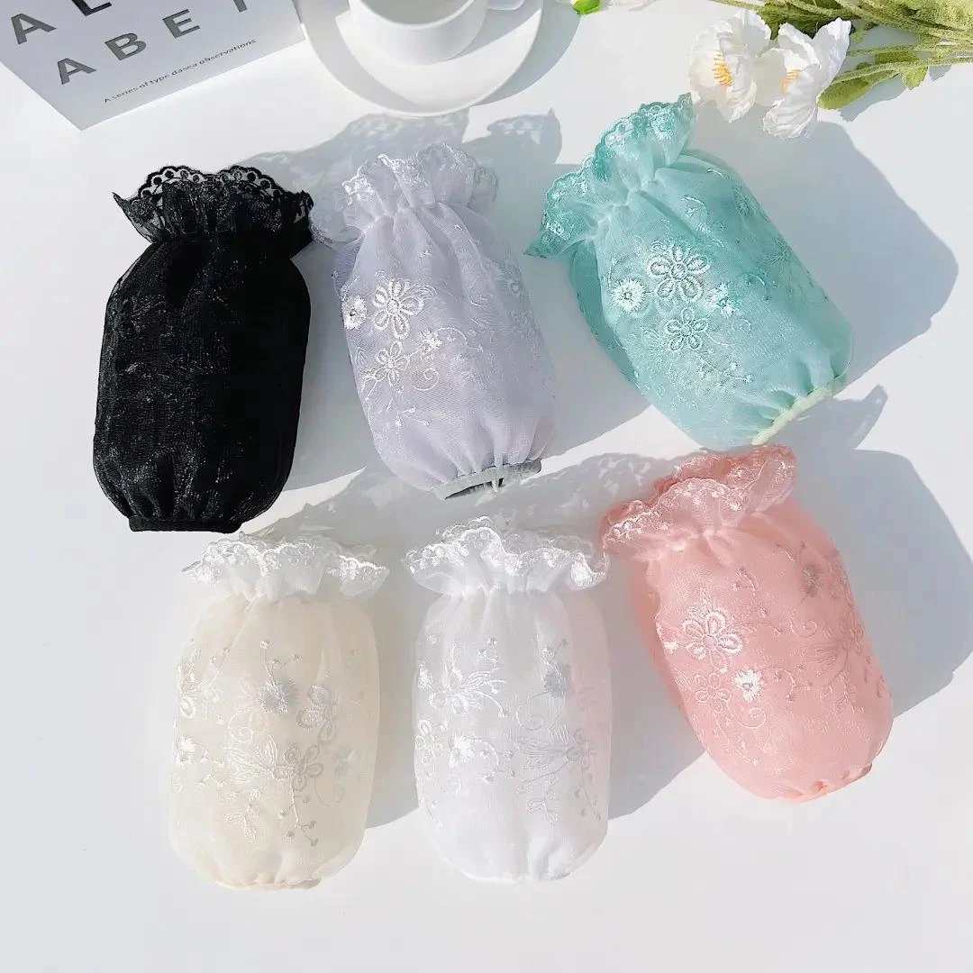 秋冬家务办公女士绣花袖套年轻人防脏套袖摆摊工作蕾丝套袖女款