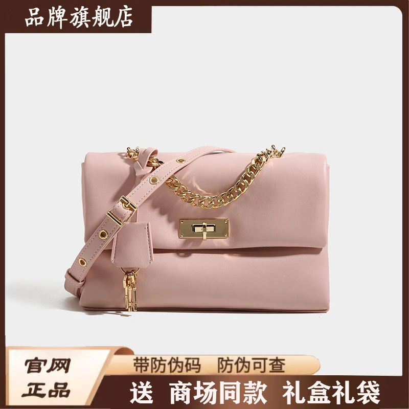 2025时尚新款单肩斜挎手拎链条小号邮差包