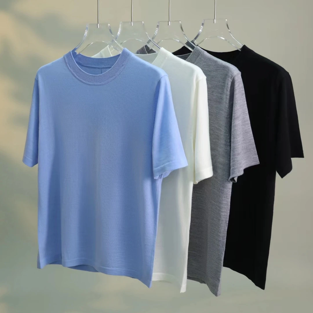 如是华服扬子精纺120S超细羊毛女款经典圆领T恤