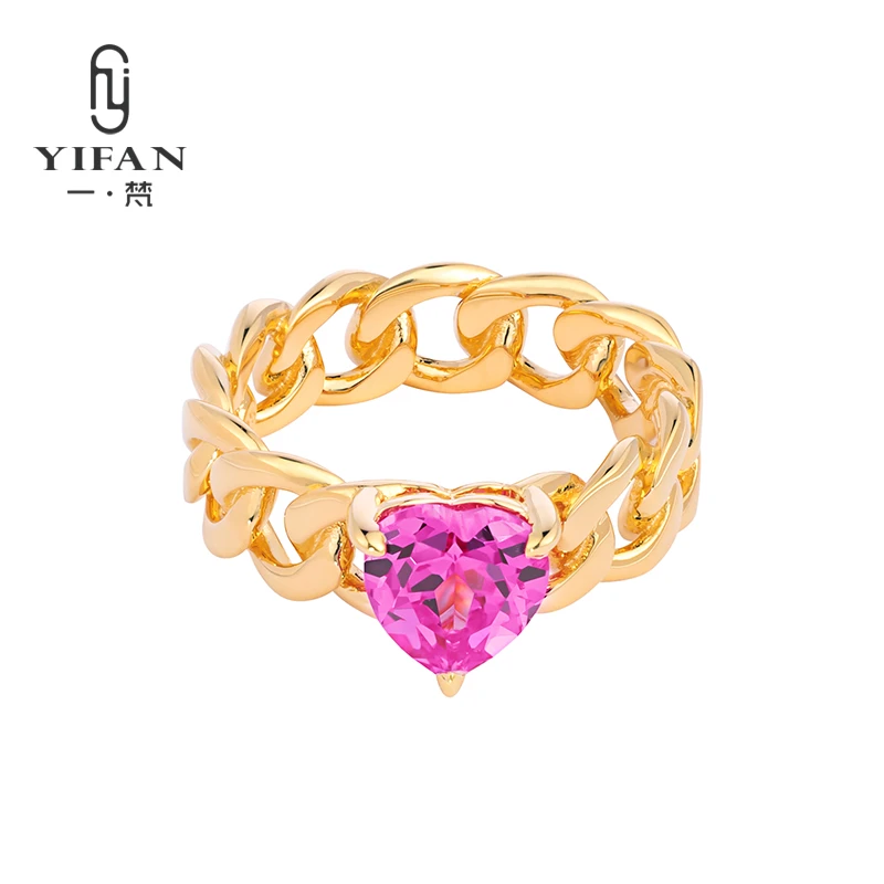 925银合成锆石戒指 一梵  1329-玫红桃心戒指