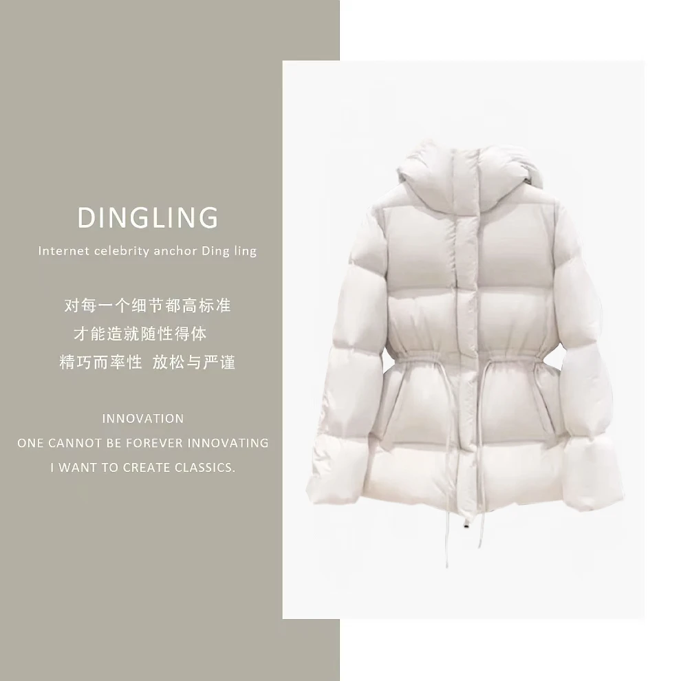 90%白鹅绒！巴黎走秀款,，韩系风收腰连帽加厚鹅绒服88