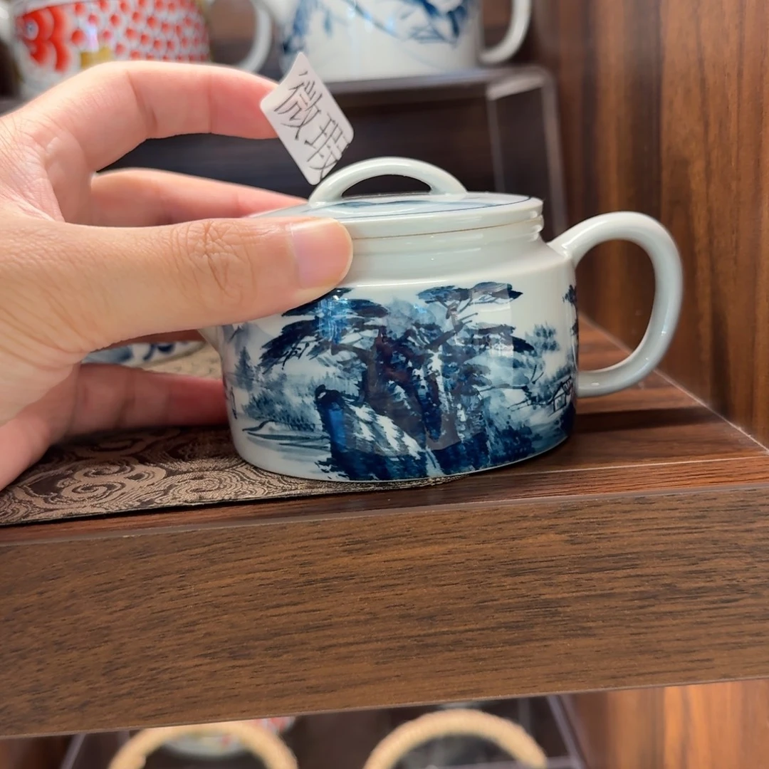 釉下手绘茶具微瑕