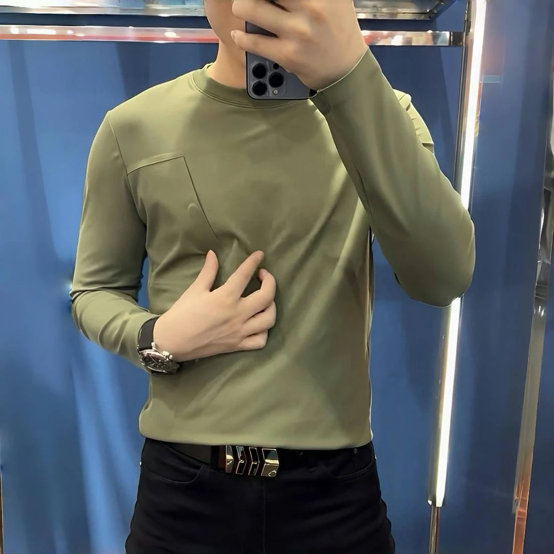 卫衣男2025年春季新款速干透气时尚休闲潮流气质纯色简约圆领百搭