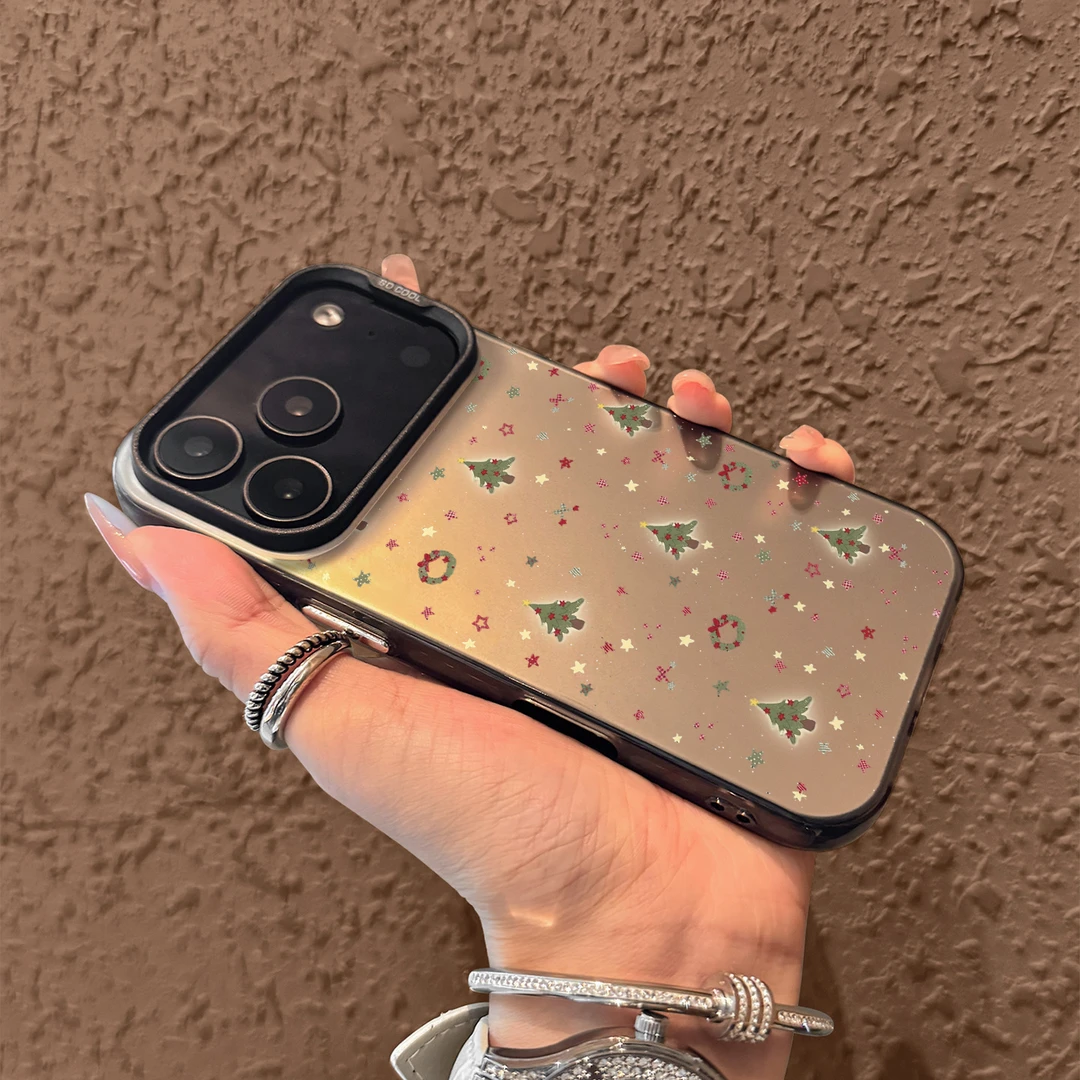 圣诞树彩银IMD适用苹果17手机壳p80小米17 FINDX9 k90 X300大孔