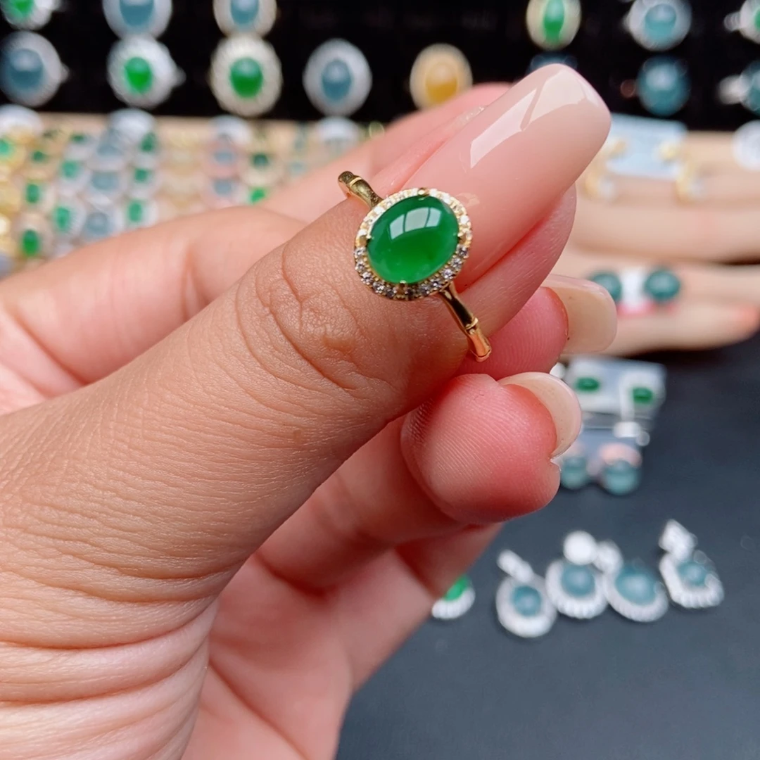 翡翠银S925镶嵌戒指2