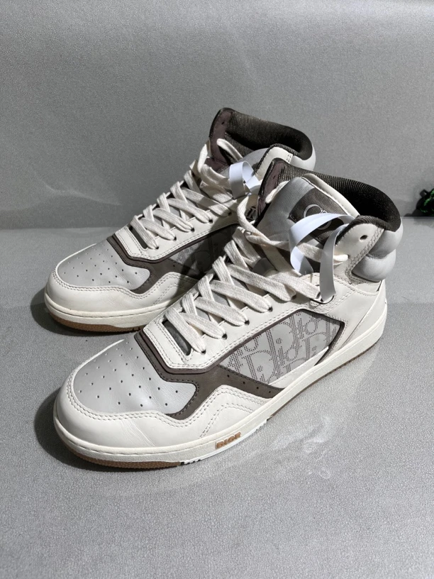 99新 DIOR/迪奥 Dior迪奥 b27中帮白灰棕板鞋 41码