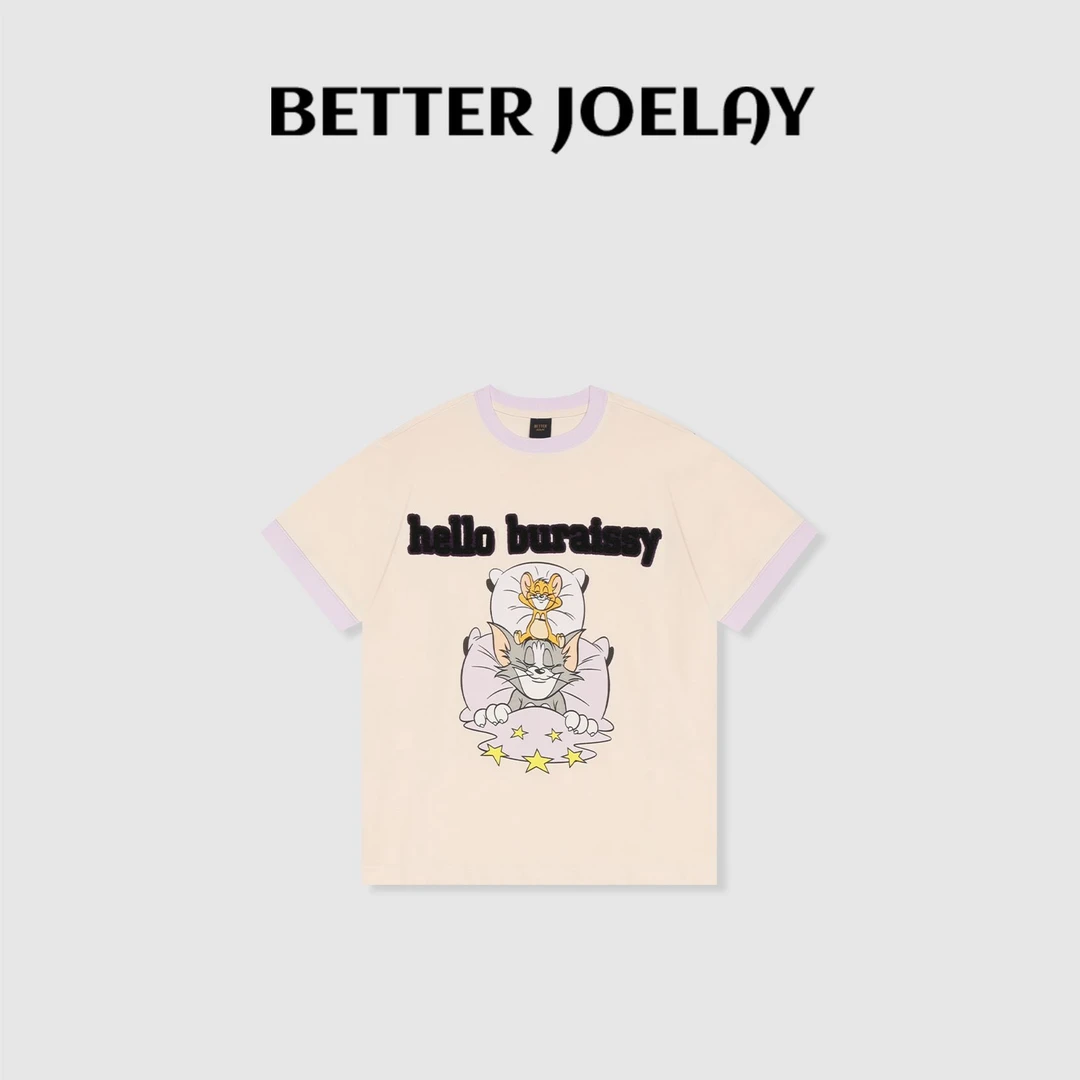 BETTER JOELAY -猫女郎【喵喵糖果】百搭时尚微宽松短袖T恤KH1933