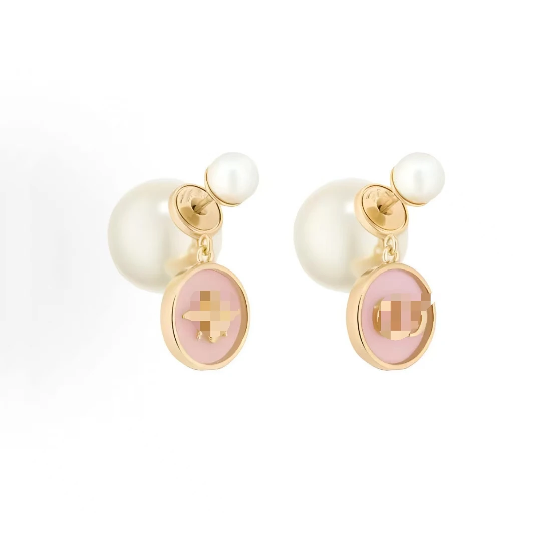 铜合金仿珍珠耳饰 CD限定【D-Luck)马卡龙气质高奢时尚耳钉