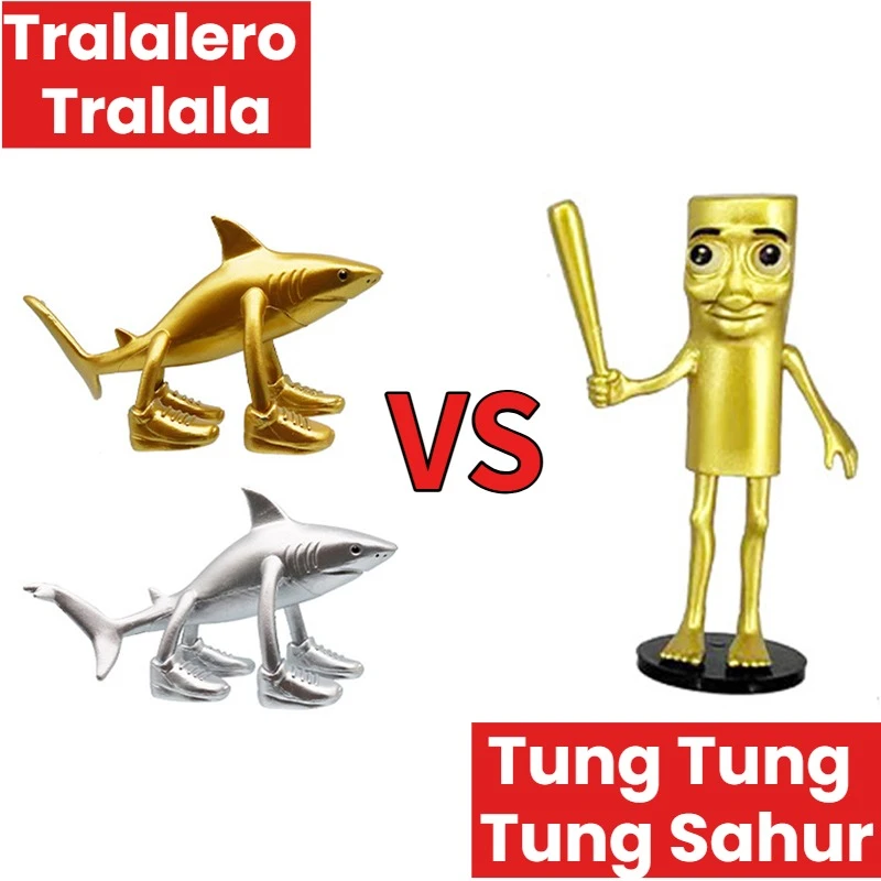 黄金版木棍人vs金银鲨鱼AI山海经手办摆件惊喜盲盒儿童节玩具礼物