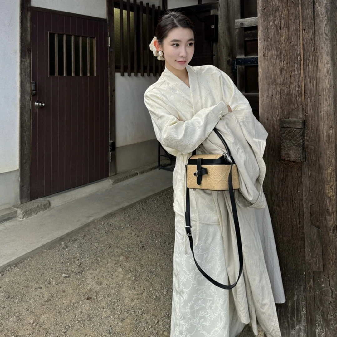 call me blue 复古新中式提花高腰半裙