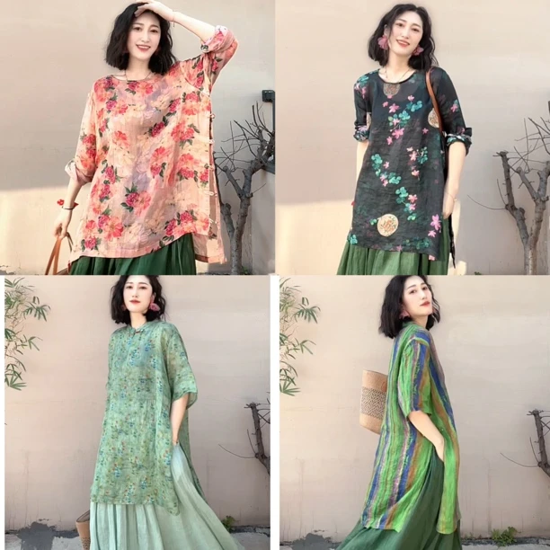 【001-100】春夏  新中式国风复古文艺手工休闲外套女上衣