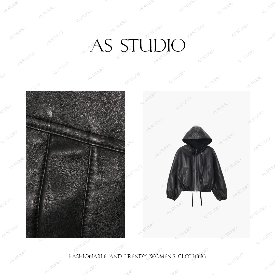 【AS魅影】25新原创开发休闲连帽百搭绵羊皮外套AS25CWT3708