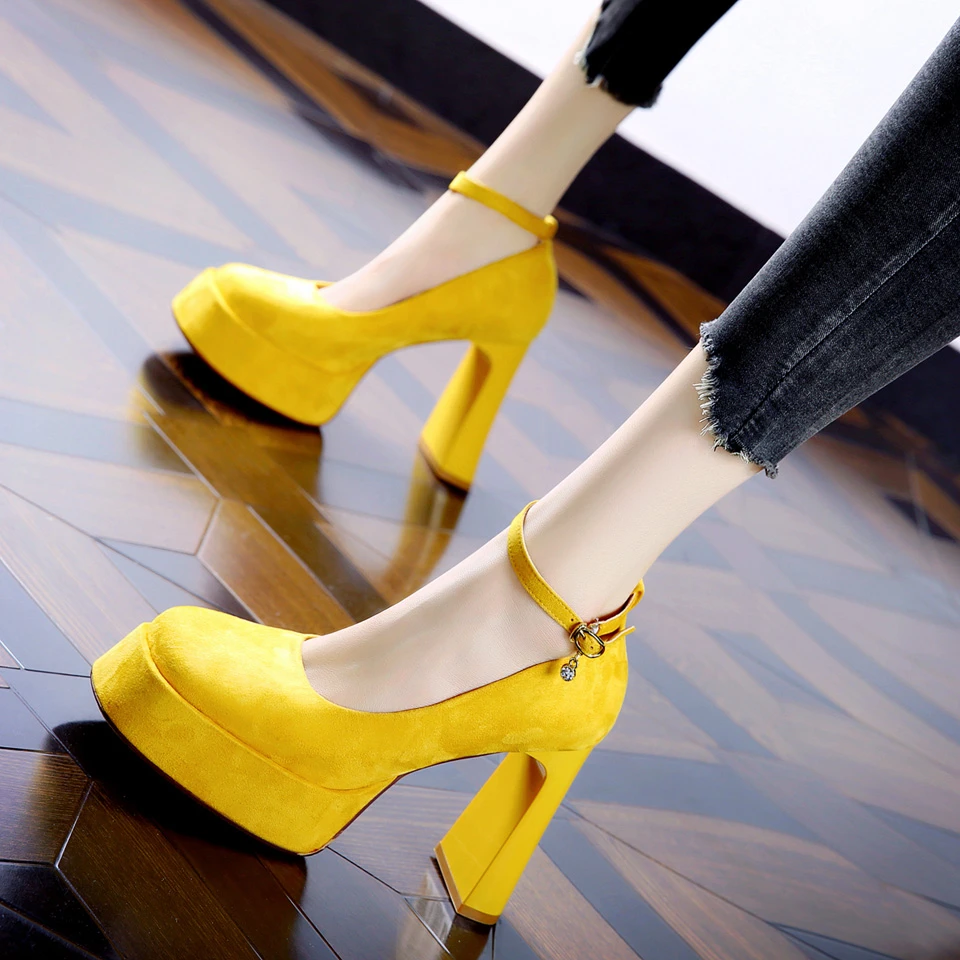 10CM[已开价]防水台粗跟单鞋2025夏季一字扣带超高跟鞋女9191-57