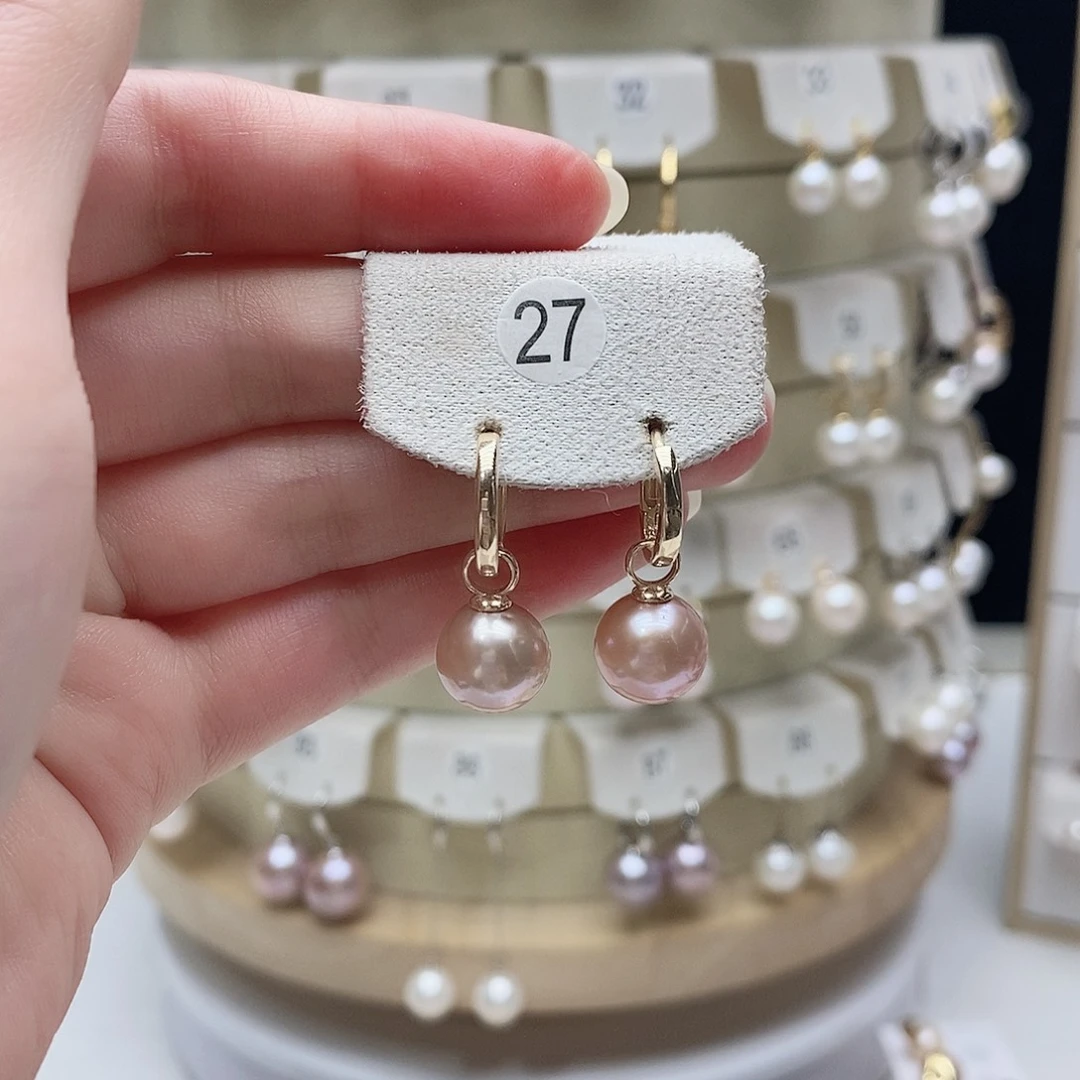 淡水珍珠耳饰银S925镶嵌