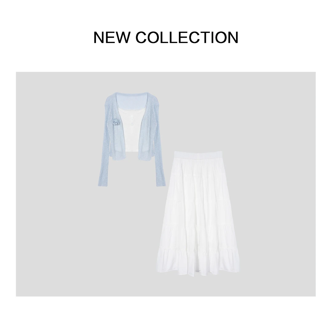 【龙哥专属】 D1F38069A 夏季新款女装吊带+线衣+半身裙套装 4107