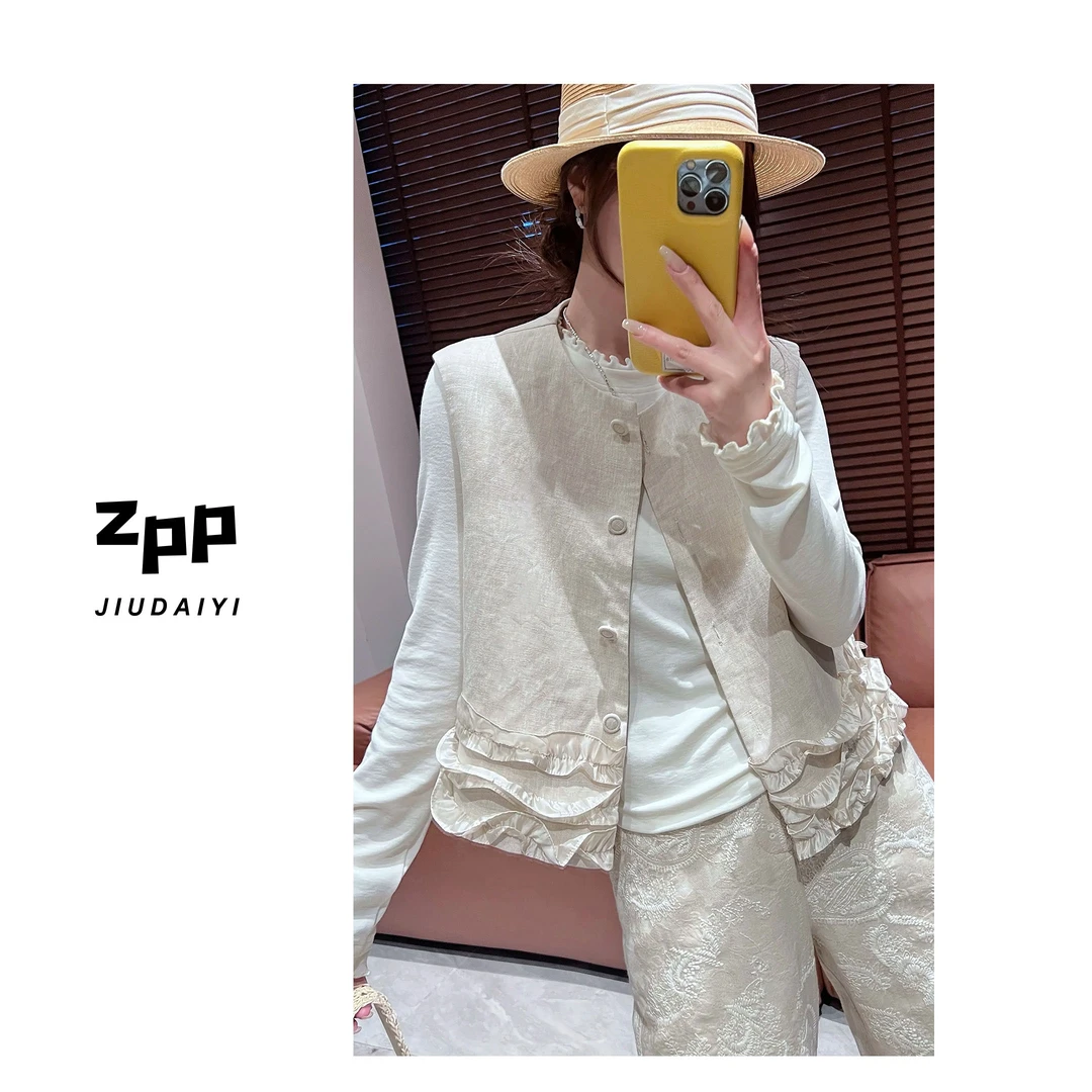 玖黛衣【菲林假日】Q新款百搭显瘦气质简约花边外套WTP38395