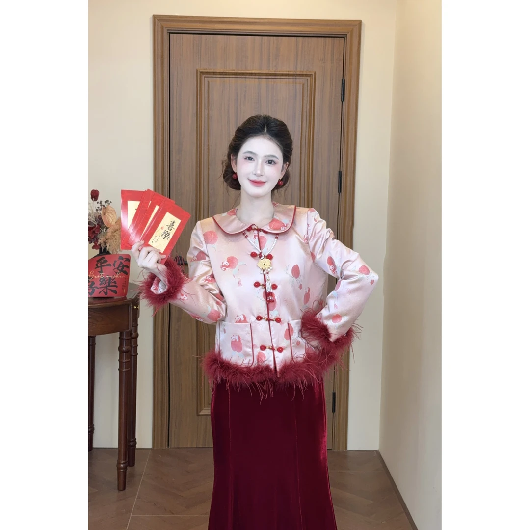 LiLi李李家【纳福】新中式新年战袍羽绒服套装XMZH10872 XMZH10823