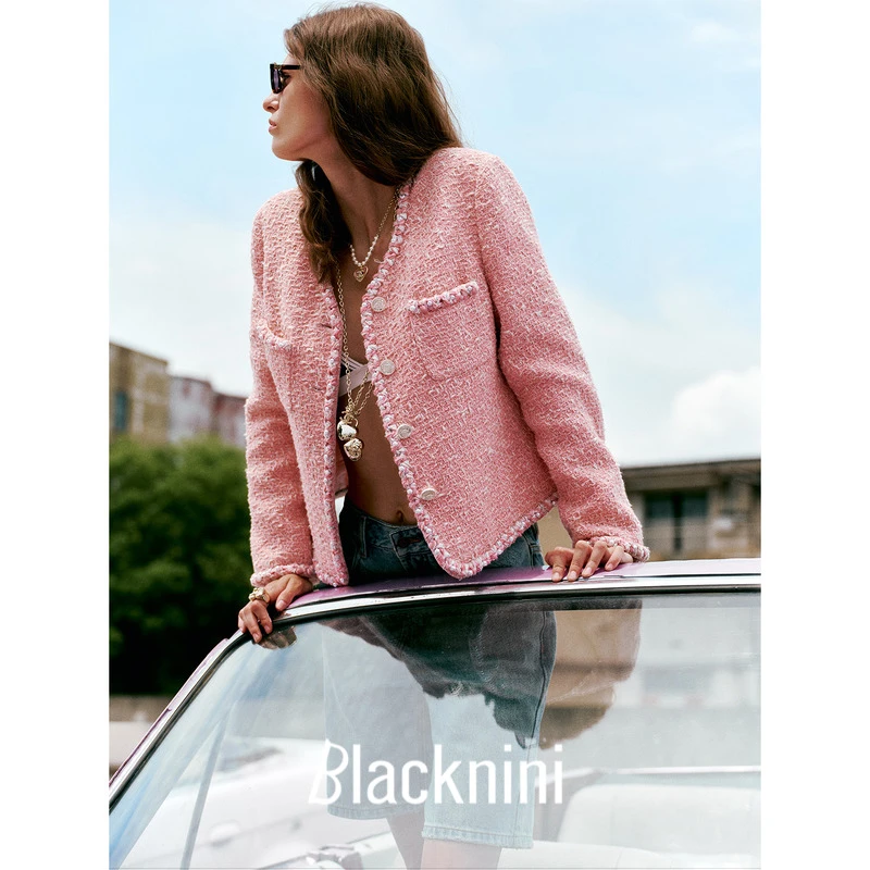 blacknini"粉玫瑰"意大利Ubertino手工珍珠镶边粗BE20DF002