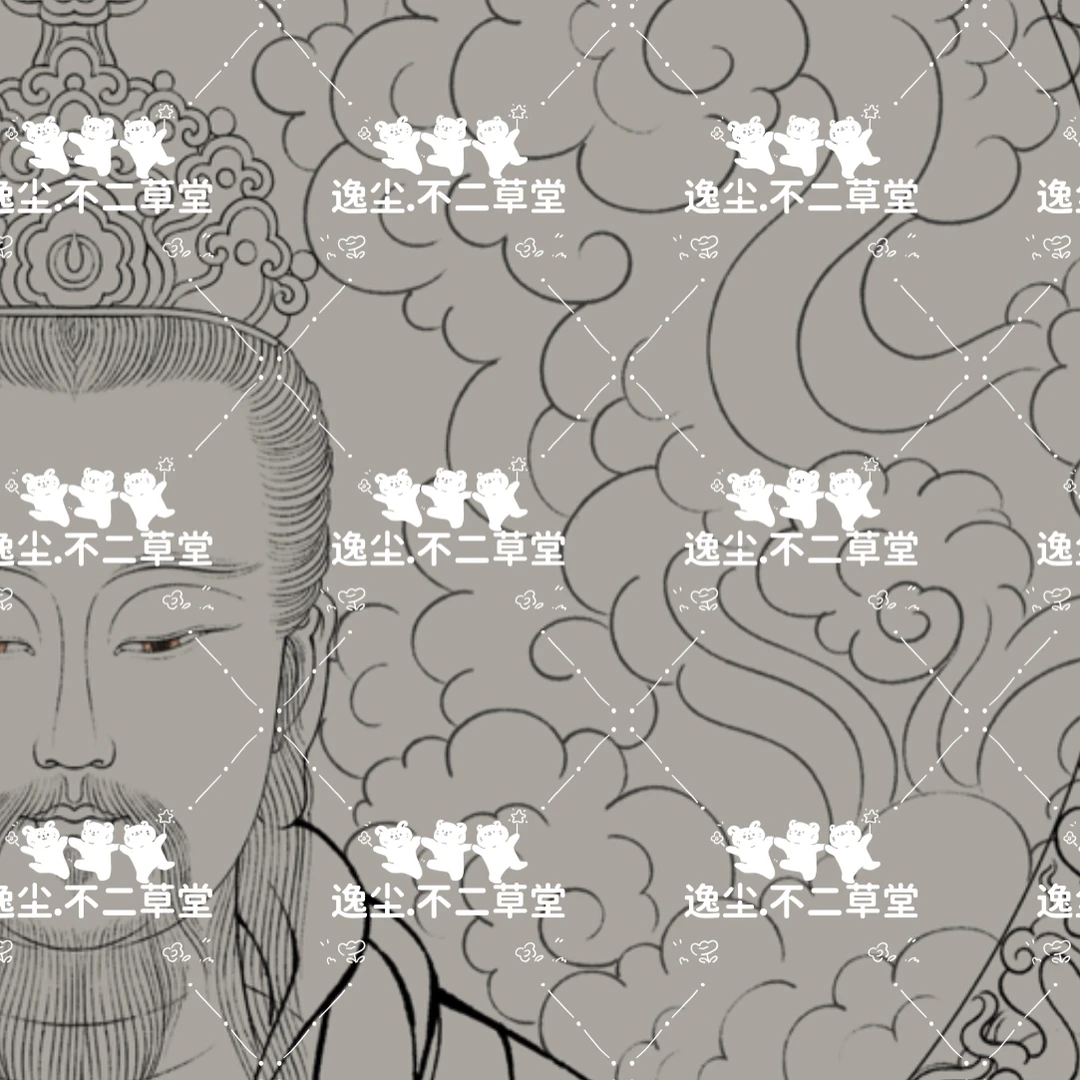 神霄玉清真王南极长生大帝工笔高清纸质版画稿壁画临摹线稿白描