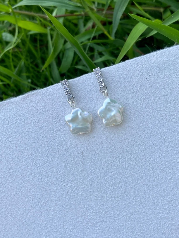 E114  天然淡水珍珠炫彩巴洛克小众简约设计款耳环