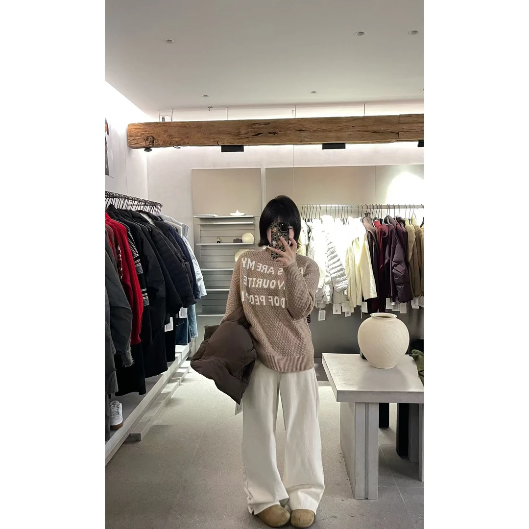 亿尚 福（1ysj1f5292#）英文字母-圆领慵懒风长袖毛衣12-14