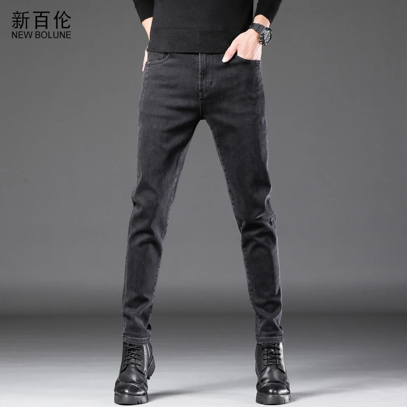 新百伦秋季黑色爆款牛仔裤男2025新款修身小脚百搭休闲男款长裤潮