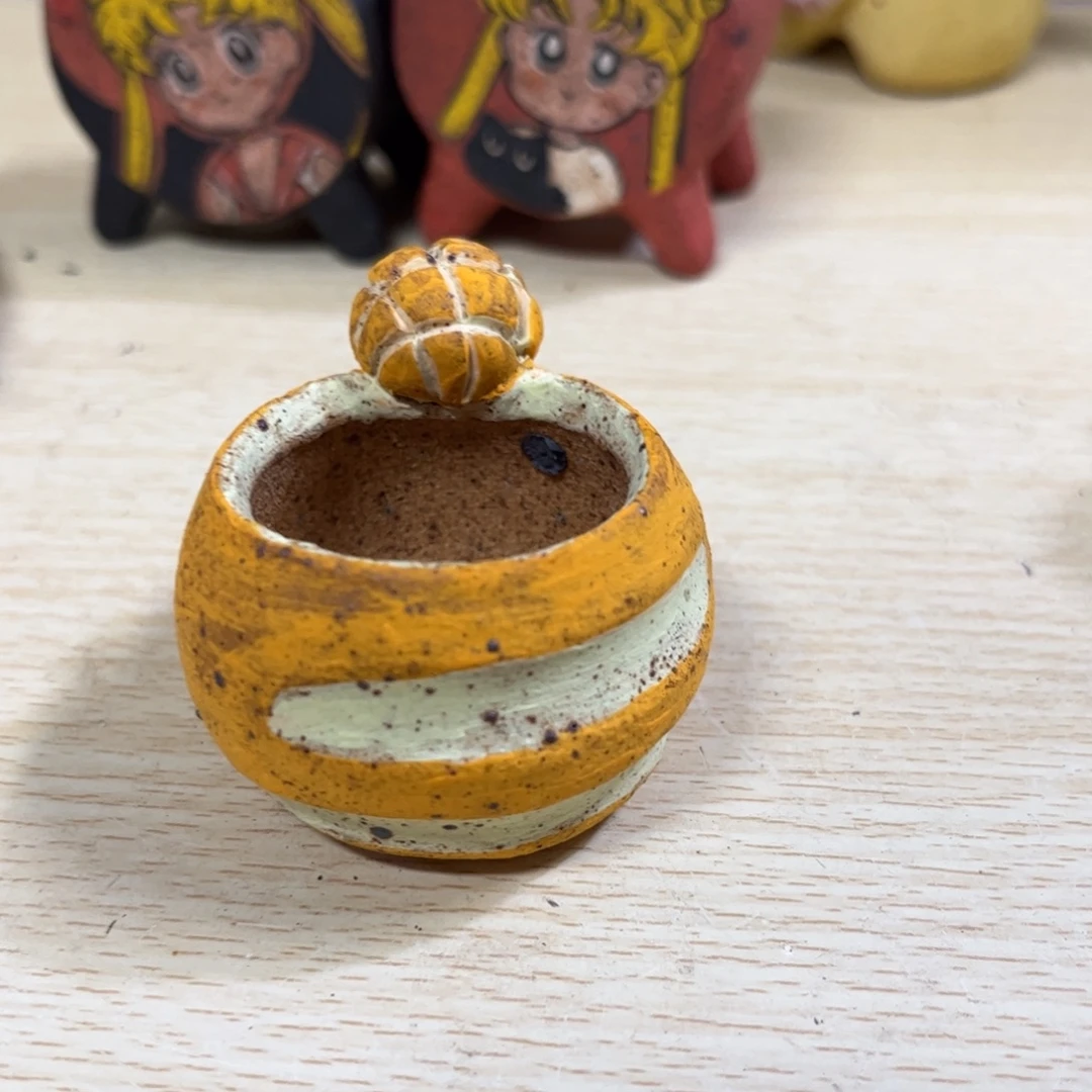 泥塑古镇炻陶花盆