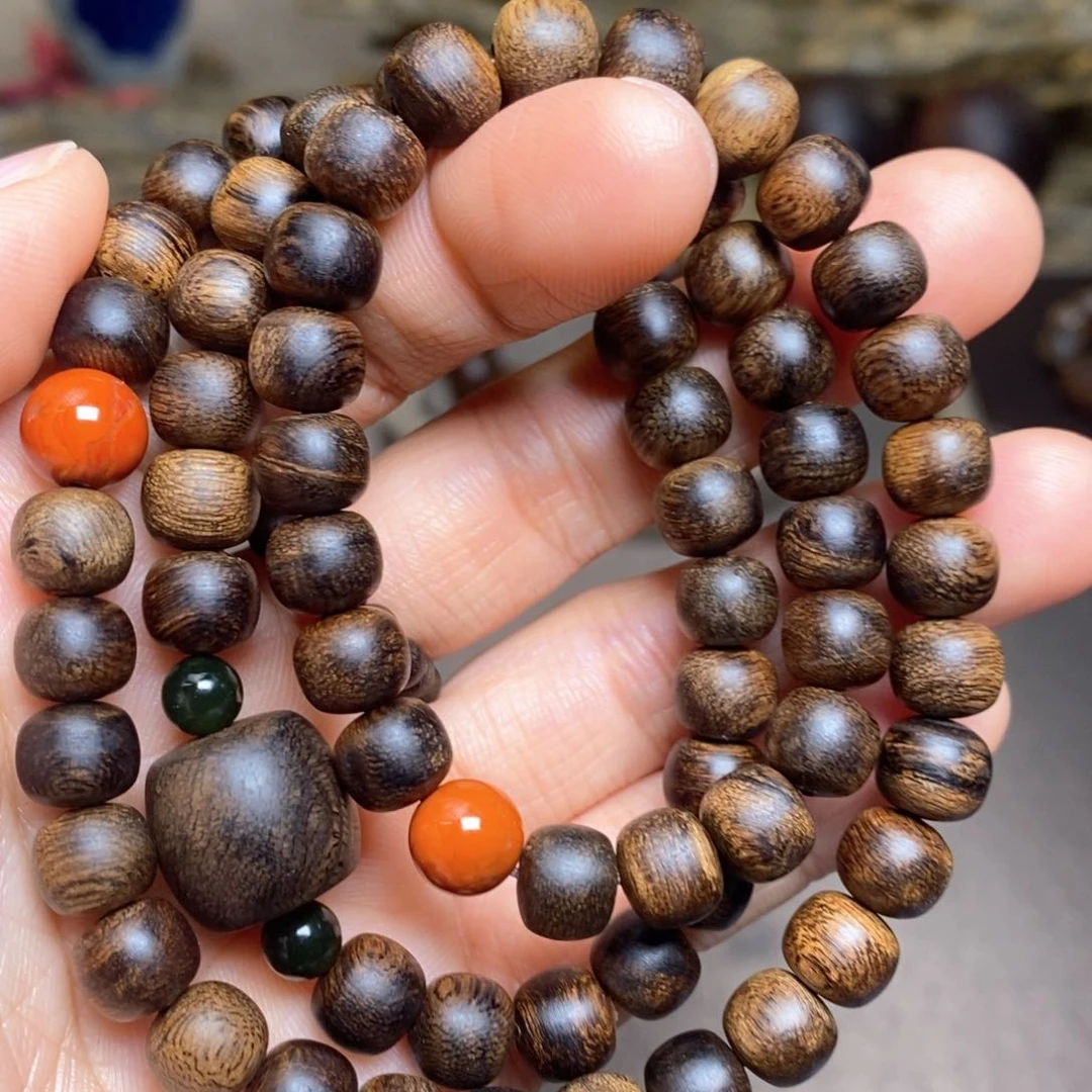 沉香手串越南芽庄紫棋瘤疤06×08设计