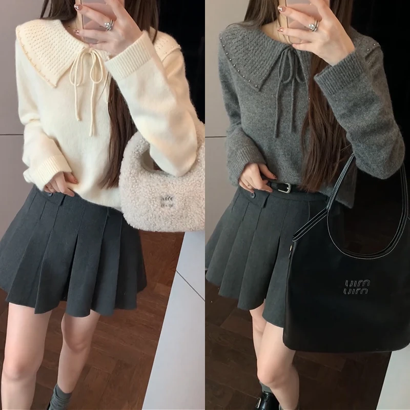 【mimius】七七 减龄娃娃领羊毛软糯亲肤毛衣 WF10106