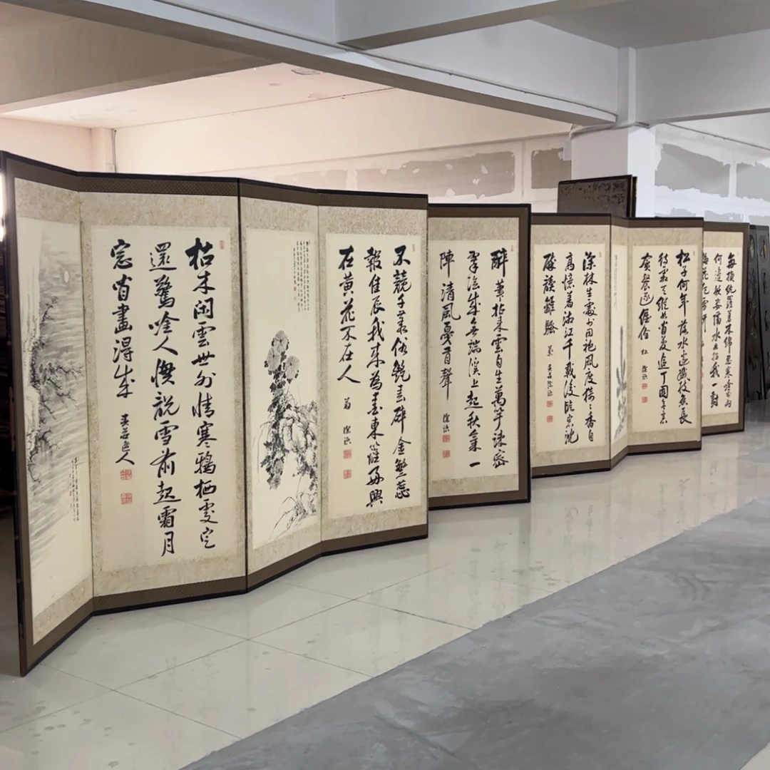 绘画屏风框画茶空间设计