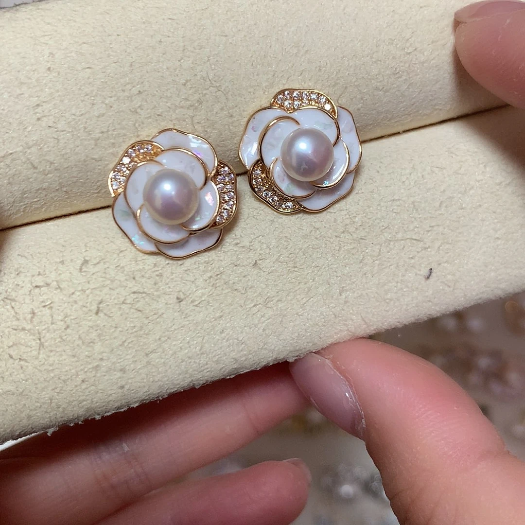 淡水珍珠耳饰合金