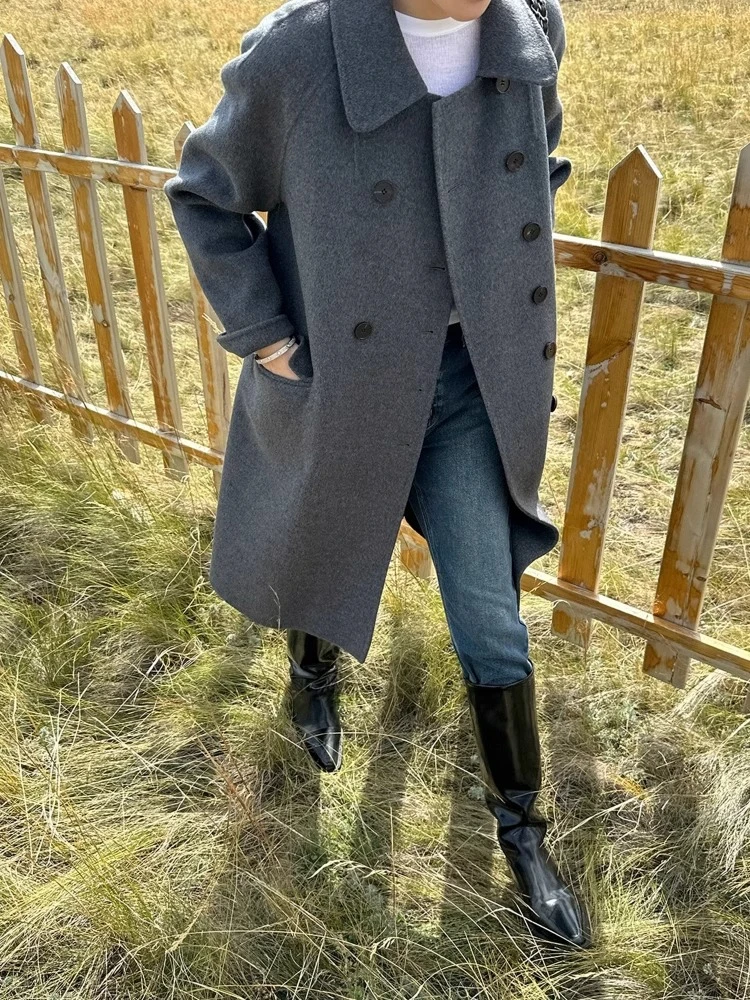 清仓合集 極简廓形中长款双面羊毛大衣