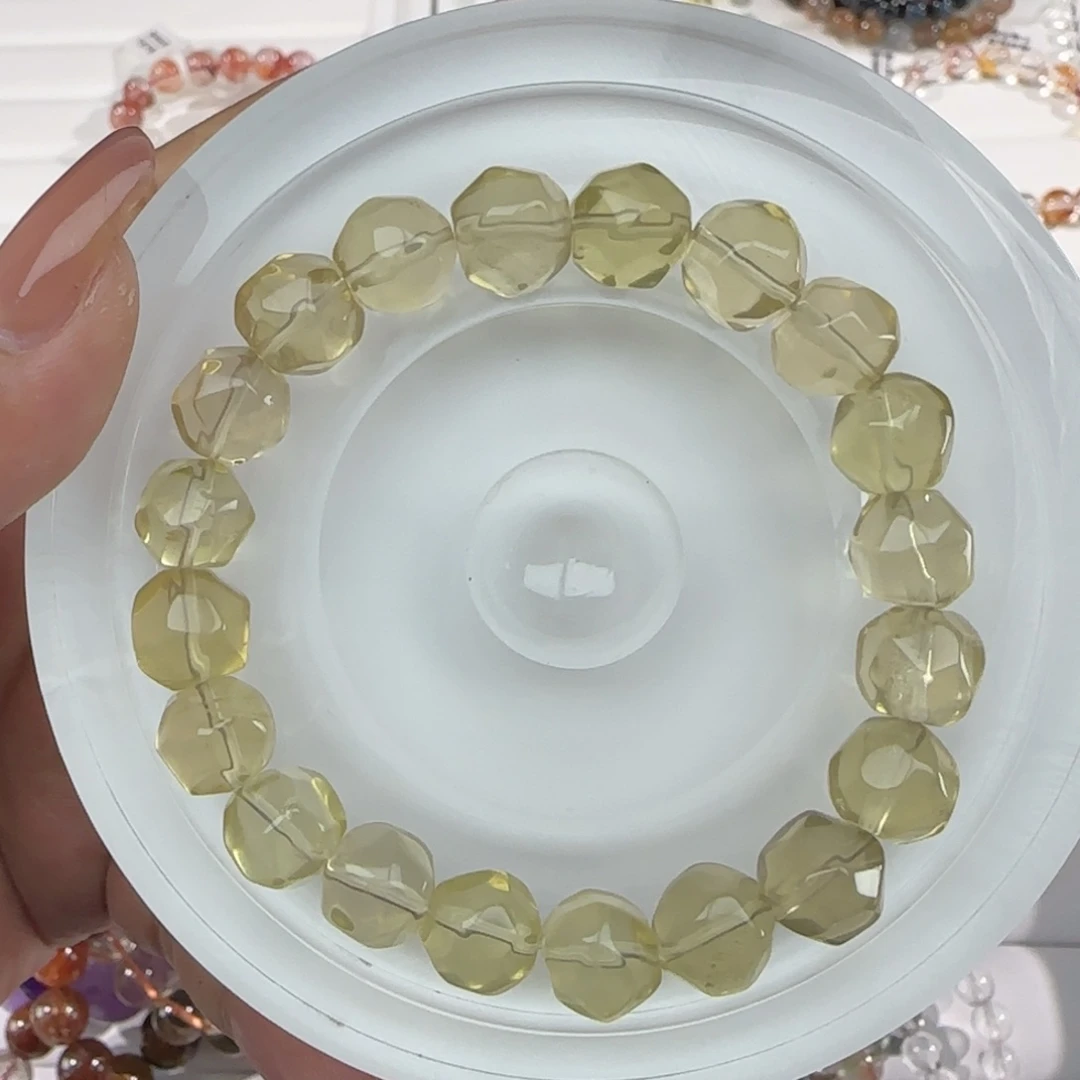 水晶未镶嵌手串031柠檬黄水晶菠萝11m+