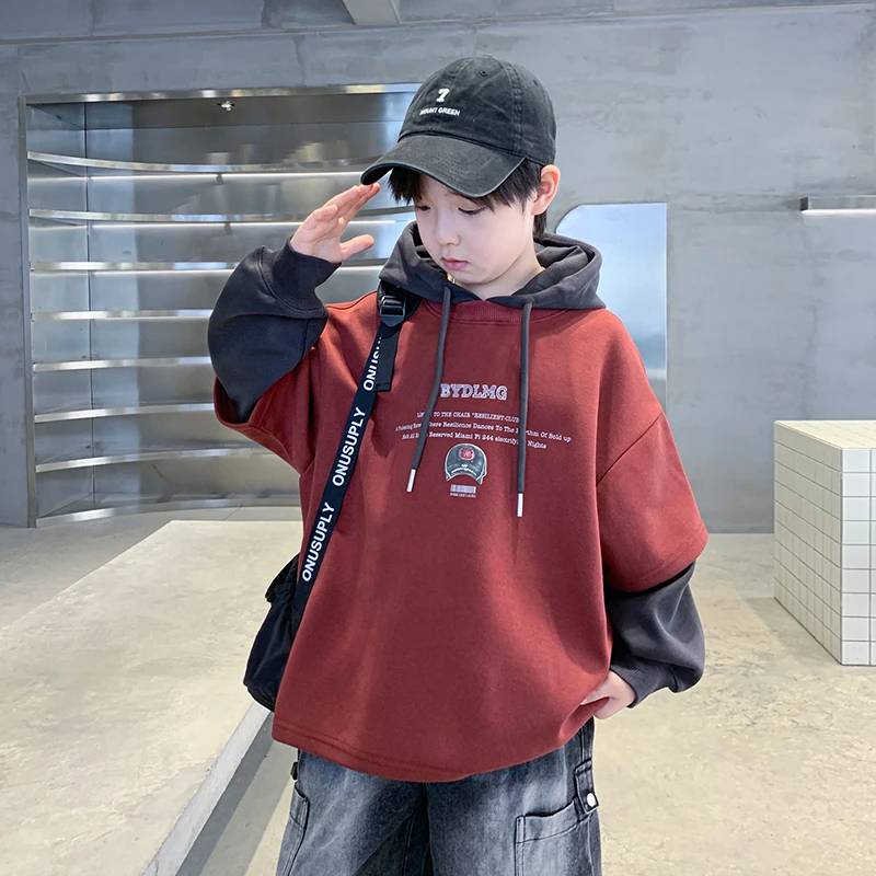 男童卫衣春秋款2025新款儿童秋装上衣帽衫大男孩秋季痞帅宽松潮酷