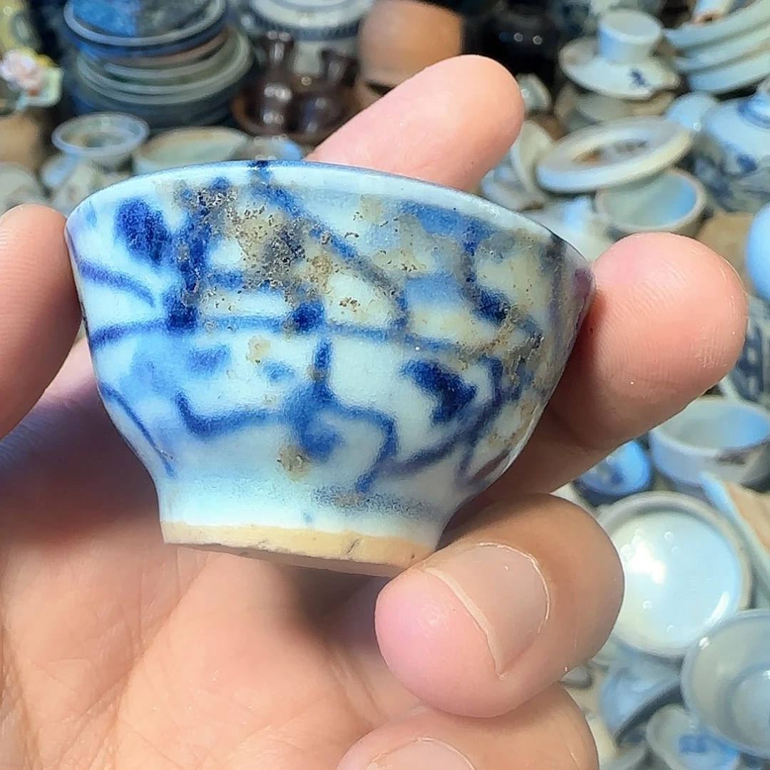 瓷片青花杯，全品，顺丰包邮