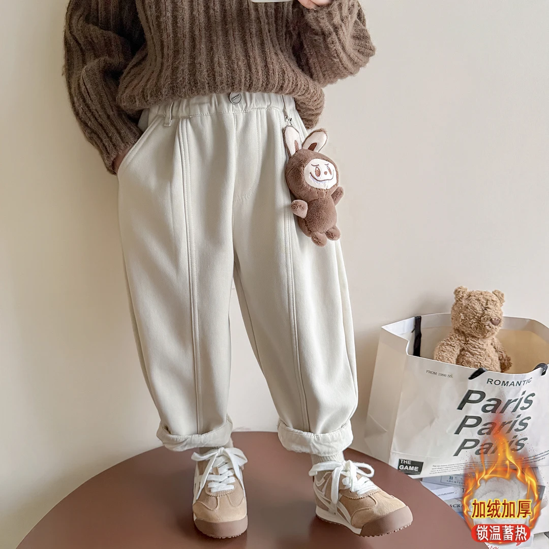 女童加绒裤洋气儿童一体绒休闲裤