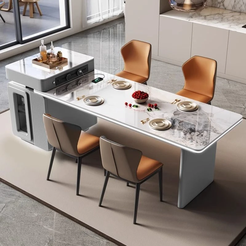 轻奢意式北欧极简家用餐桌椅长方形客厅餐厅中岛台吃饭桌现代简约