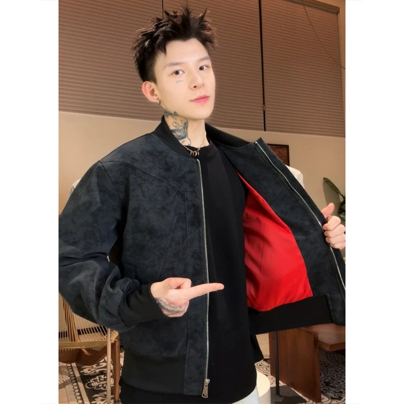 倒三角设计痞帅夹克男装秋冬季新款重磅解构裁剪硬汉防风保暖外套