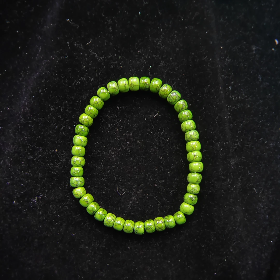 高瓷菜籽绿老型珠手链6mm（多样性发货）