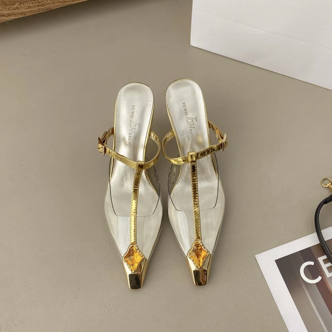 JJ私服 香槟色+黑色 羊皮胶皮高跟鞋 跟高7cm