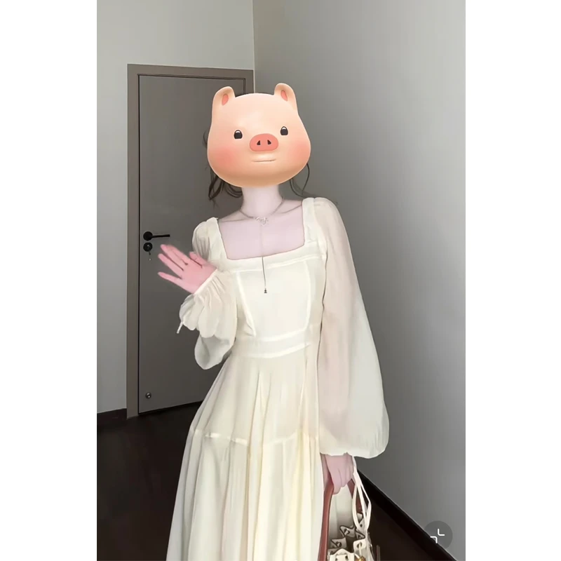 大码法式温柔风收腰连衣裙2025春夏新款仙女气质显瘦高级感长裙子