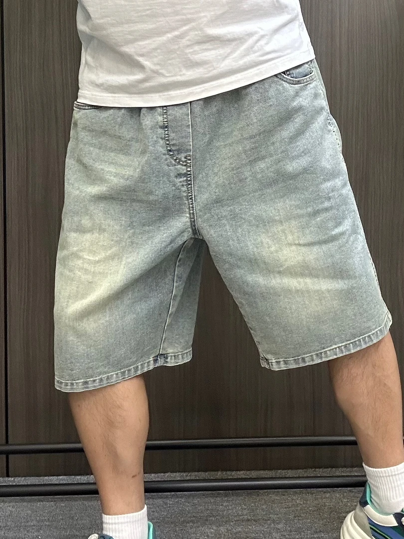 K282夏季水洗加肥加大宽松软牛仔短裤