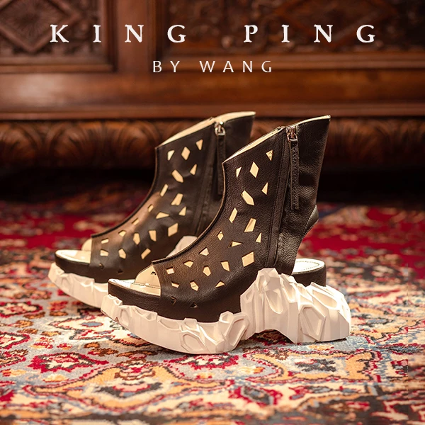 『时雍』KING PING小众设计时尚罗马凉靴镂空女鞋高帮鞋厚底 X35108