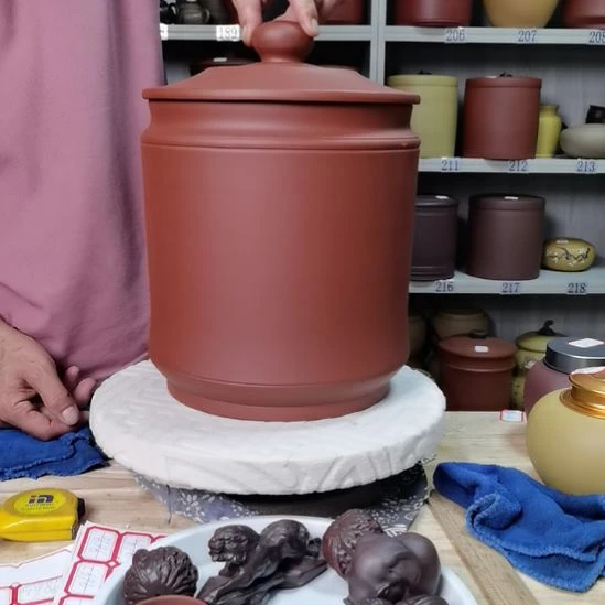 紫砂茶叶罐处理七饼罐宝塔素面清水红泥9956