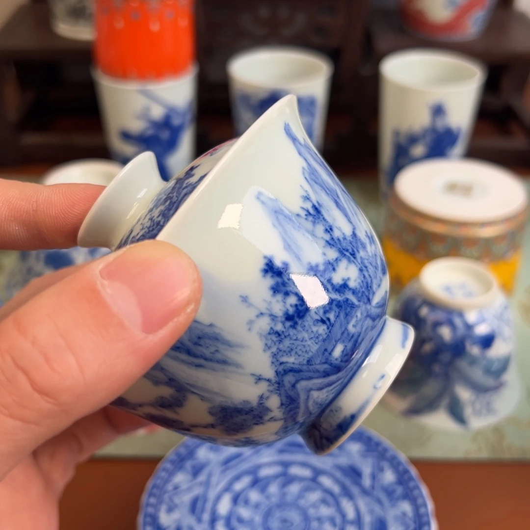瓷片汤**圆景德镇瓷器手工手绘