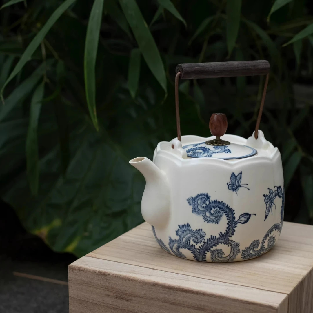 梵山堂鸡冠花卉湘妃壶景德镇手绘大号纯手工复古陶瓷煮茶器550ml