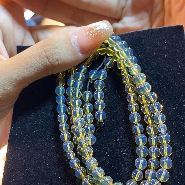 蓝珀未镶嵌珠宝奇石墨西哥蓝珀佛珠5